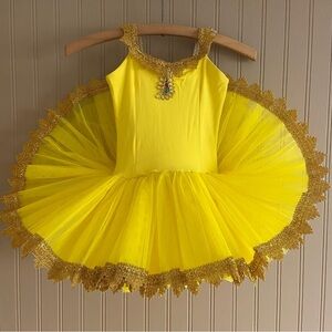 Tutu Gallery Bright Yellow Belle Dance Costume Halloween Child Size 8